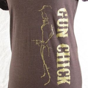 NEXT LEVEL Brown Gun Chick T-Shirt Sz L